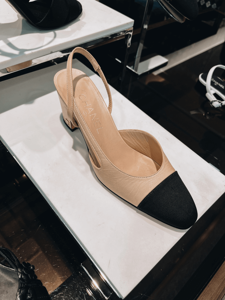 Slingbacks - Goatskin & grosgrain, beige & black — Fashion | CHANEL